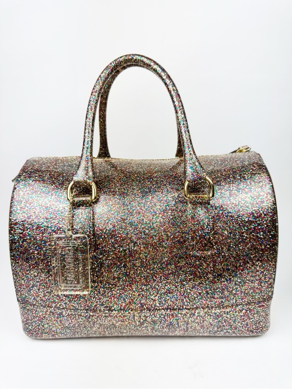 Furla Candy Bag Glitter Dome Satchel Handbag Multicolor